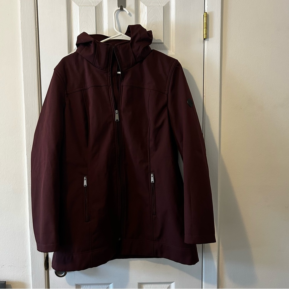 Woman’s Burgundy Hooded rain coat Jacket